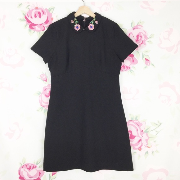Zara Dresses & Skirts - Zara Black Jewel Collar Dress XL